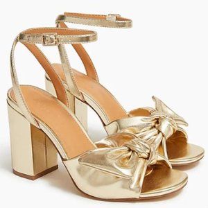 Metallic Gold Knotted Heeled Sandals